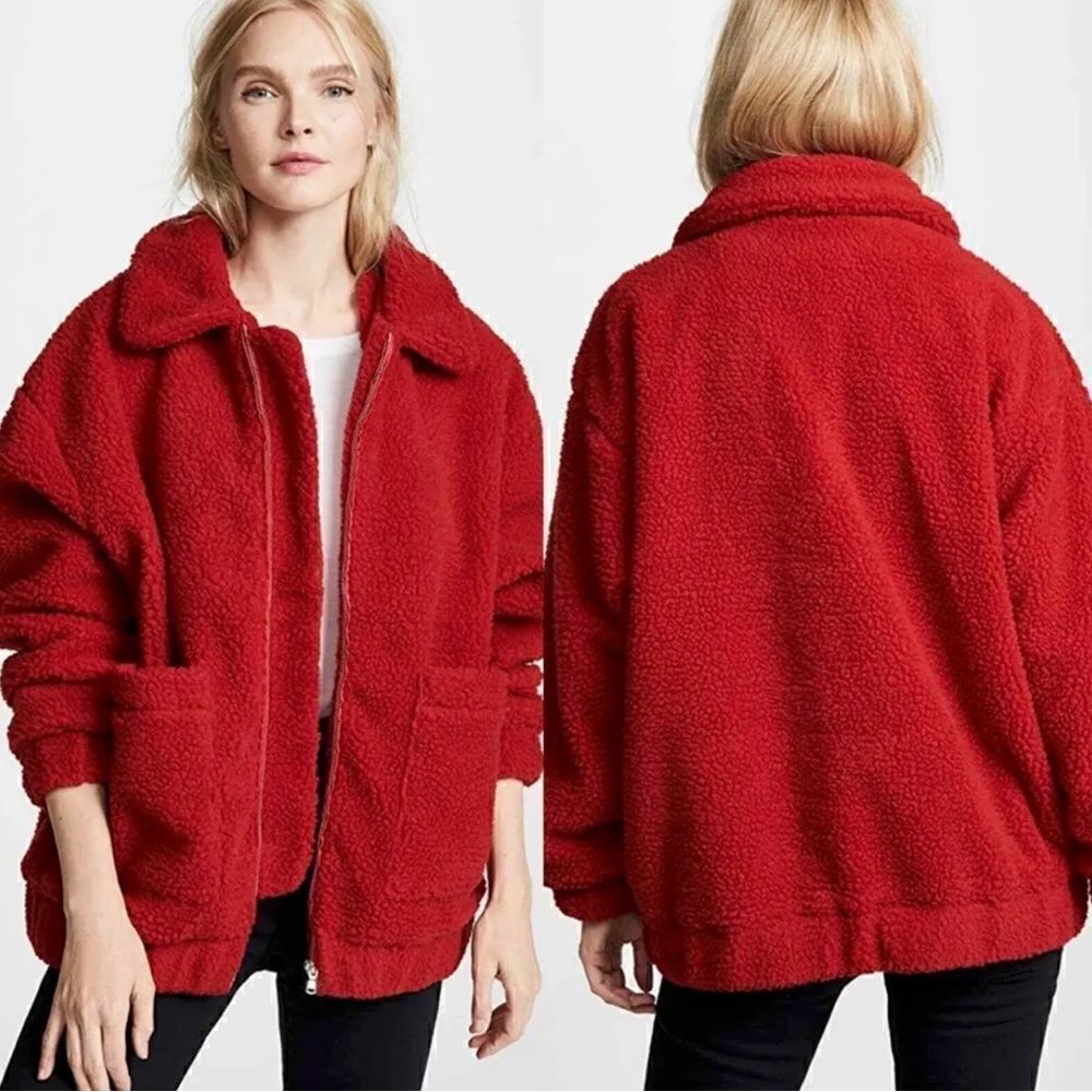 I am Gia red Sherpa Jacket